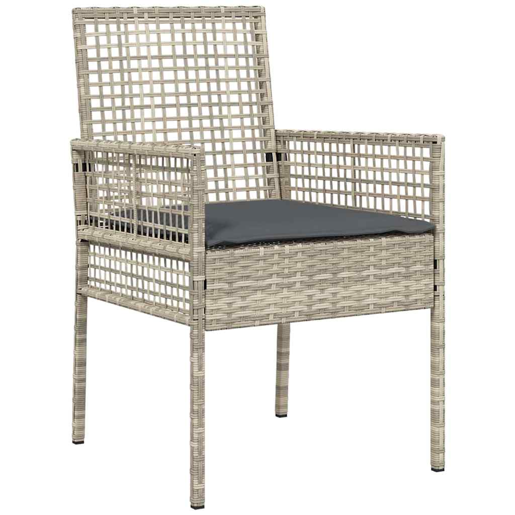 Set da Pranzo per Giardino 7 pz Grigio chiaro polyrattan