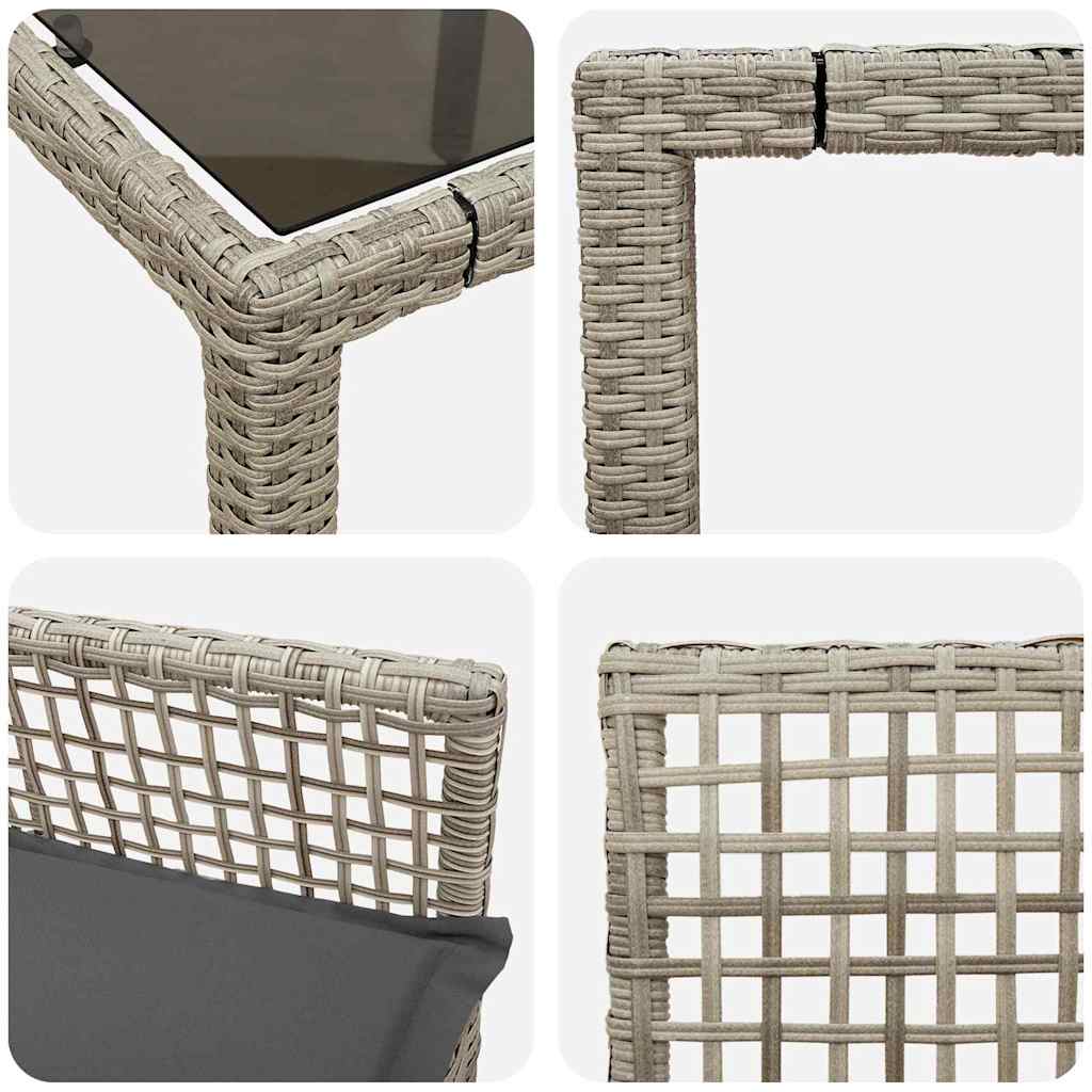 Set da Pranzo per Giardino 7 pz Grigio chiaro polyrattan