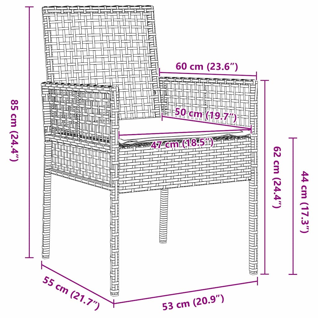 Set da Pranzo per Giardino 5 pz Nero polyrattan