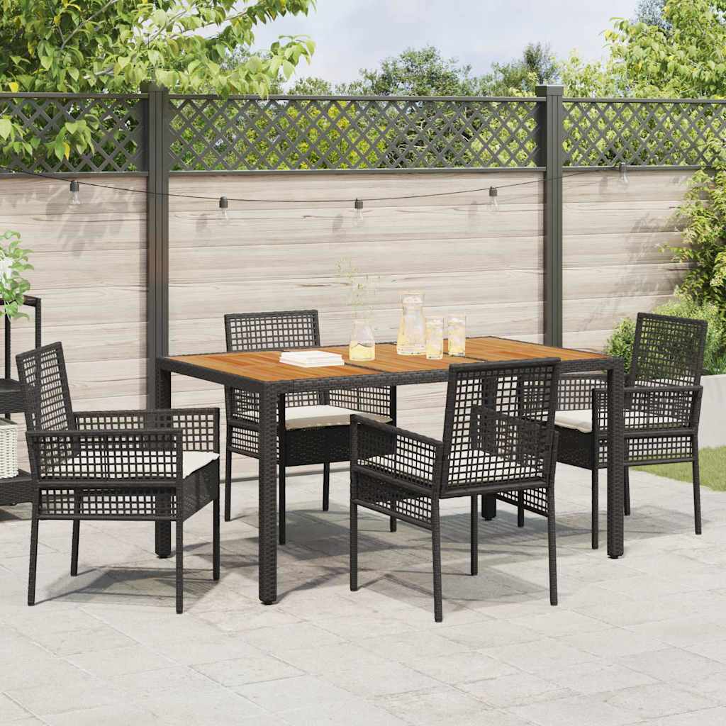 Set da Pranzo per Giardino 5 pz Nero polyrattan
