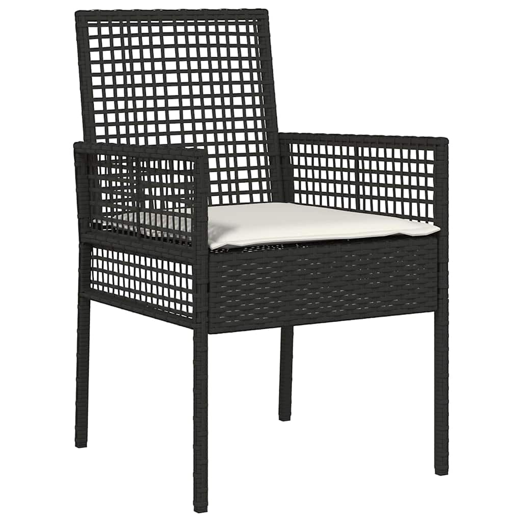 Set da Pranzo per Giardino 5 pz Nero polyrattan