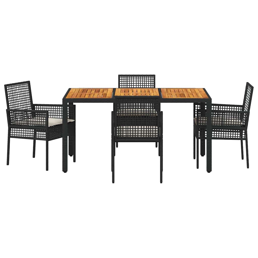 Set da Pranzo per Giardino 5 pz Nero polyrattan