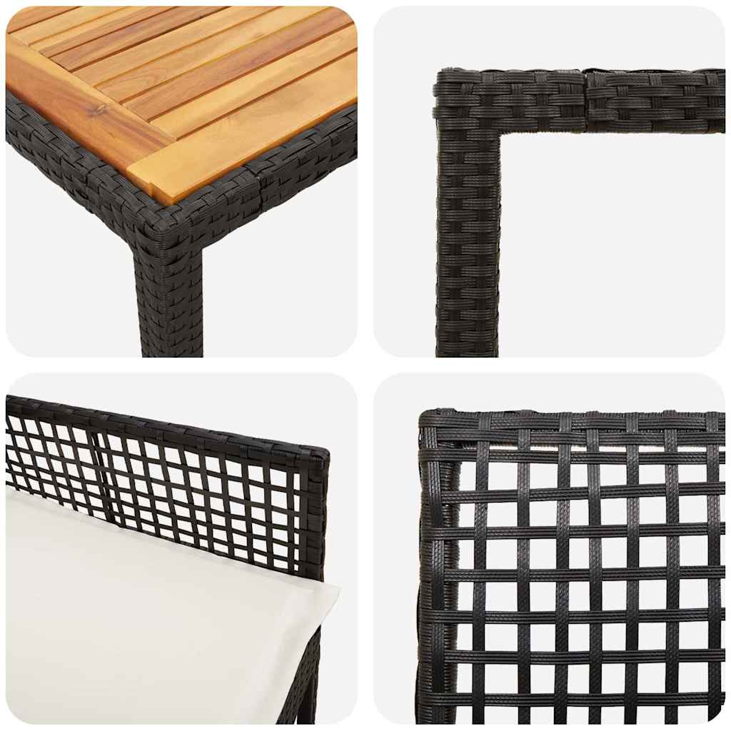 Set da Pranzo per Giardino 5 pz Nero polyrattan