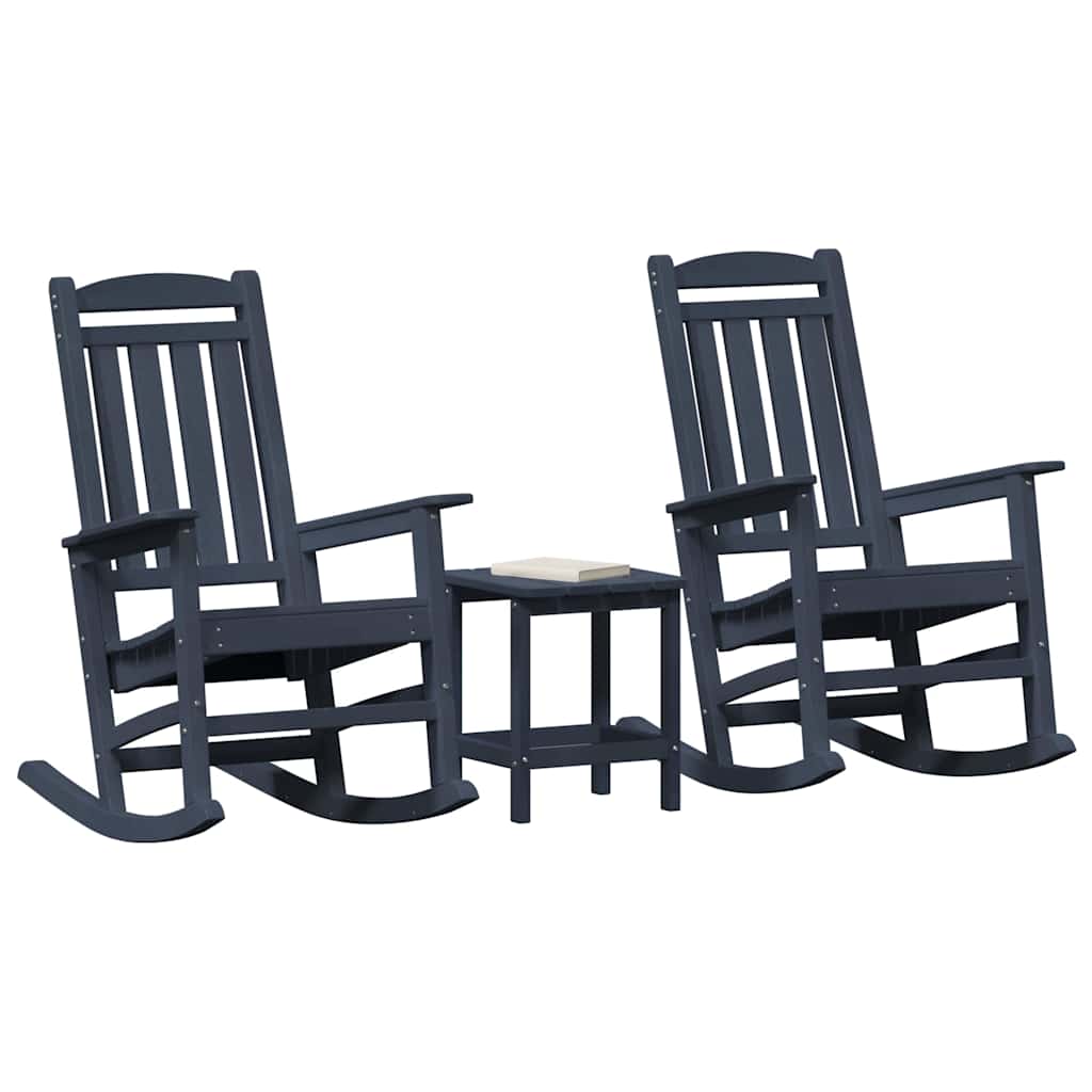 Sedia a dondolo 3 pz Navy Polietilene