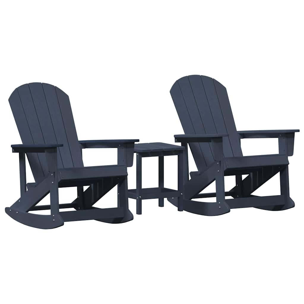 Set Lounge da Giardino 3 pz Blu navy HDPE