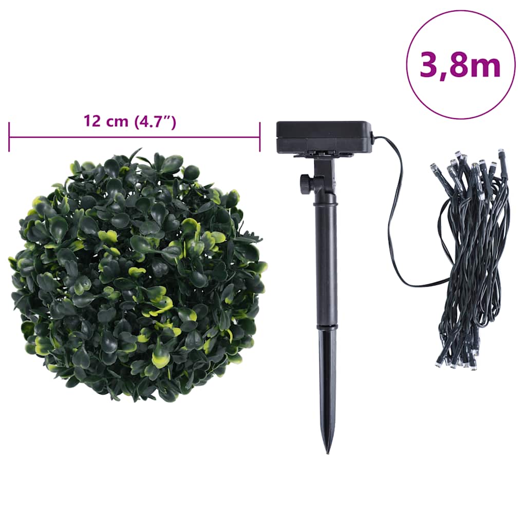 Sfere di Bosso Artificiale con Luci LED 4 pz Verdi 12 cm