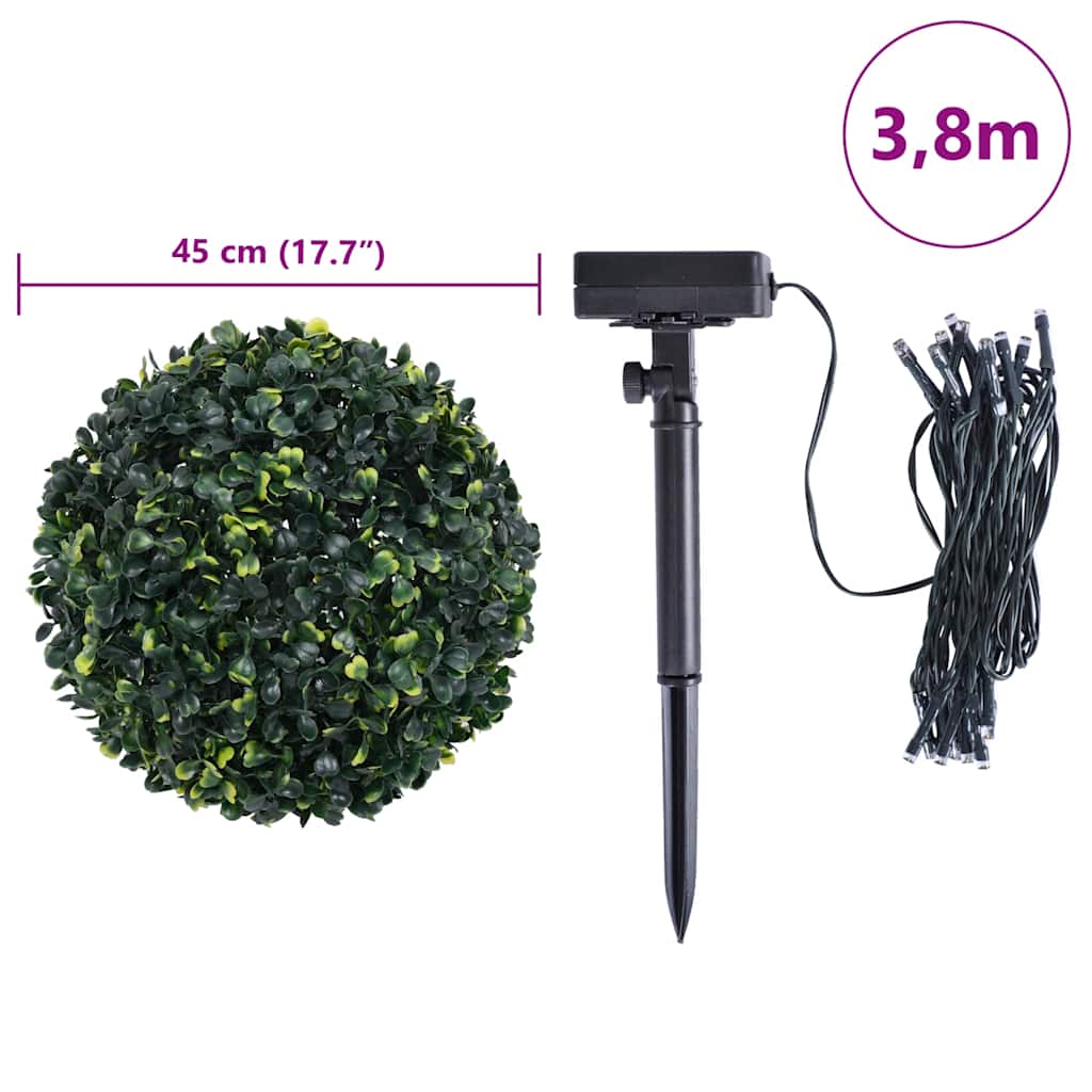 Sfere di Bosso Artificiale con Luci LED 2 pz Verdi 45 cm