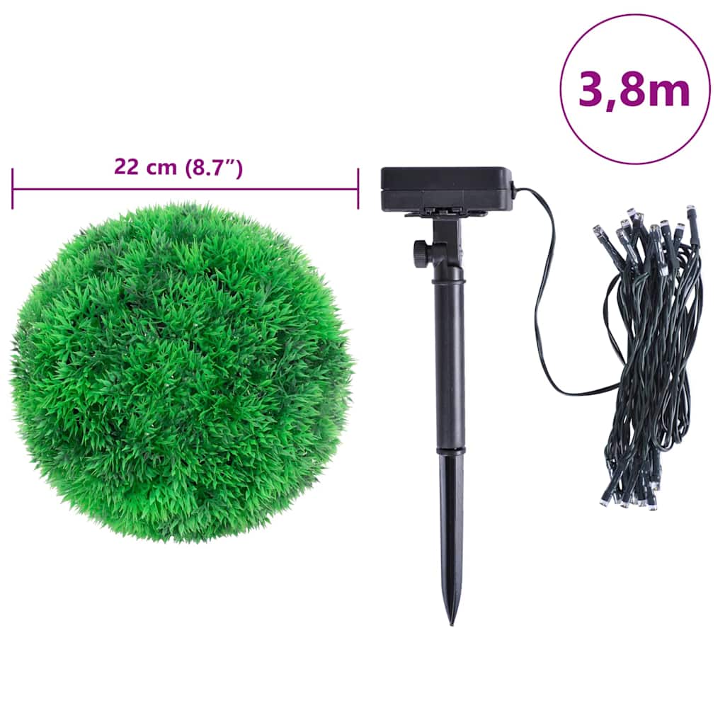 Sfere di Bosso Artificiale con Luci LED 2 pz Verdi 22 cm