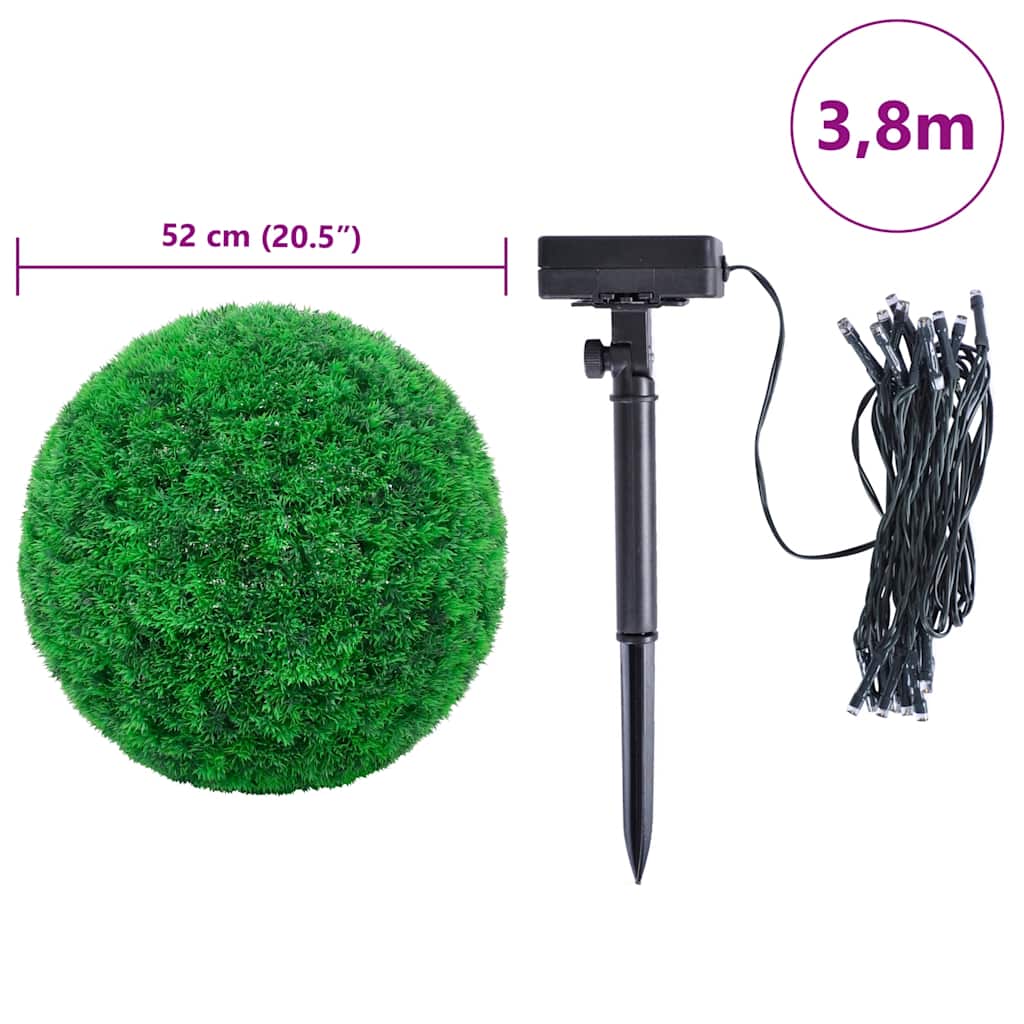 Sfere di Bosso Artificiale con Luci LED 2 pz Verdi 52 cm