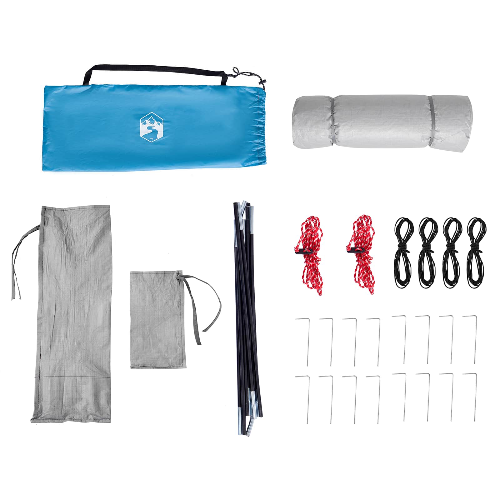 Set di Tende da Campeggio 2 pz 4 persona Blu Taffeta e Tessuto