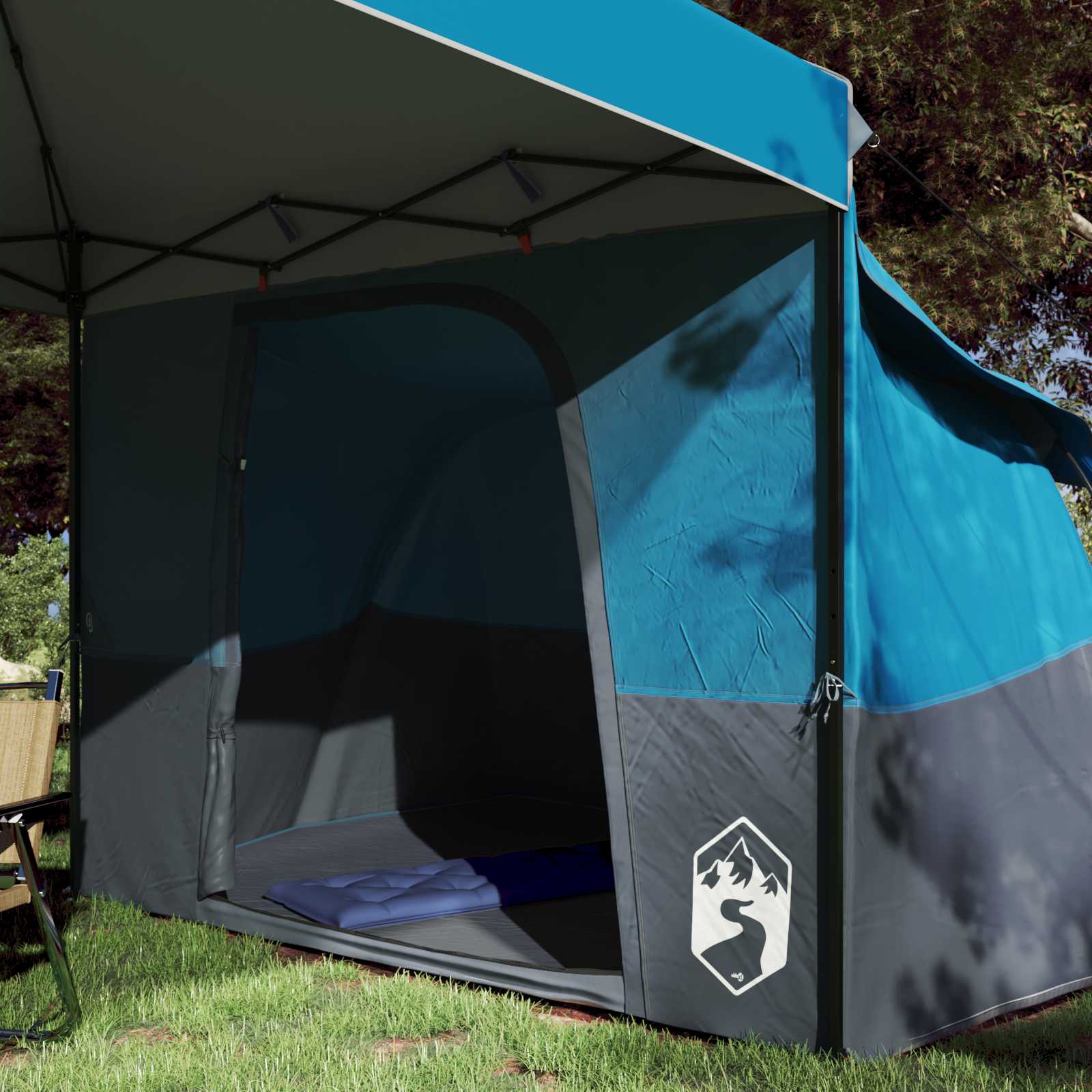 Set di Tende da Campeggio 2 pz 4 persona Blu Taffeta e Tessuto