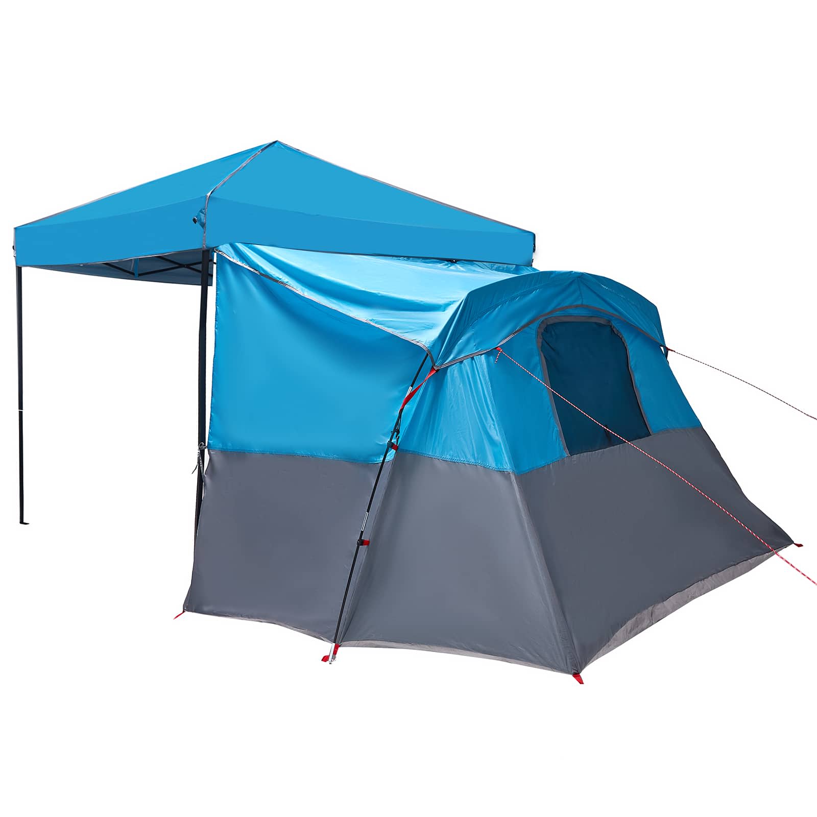 Set di Tende da Campeggio 2 pz 4 persona Blu Taffeta e Tessuto
