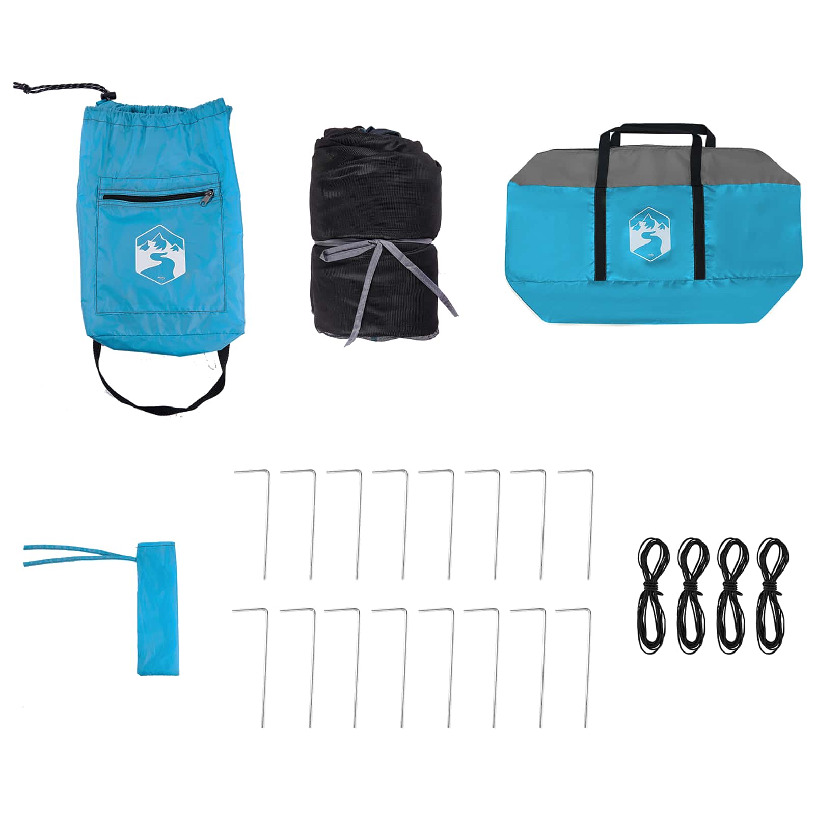 Set di Tende da Campeggio 2 pz 6 persona Blu Taffeta e Tessuto