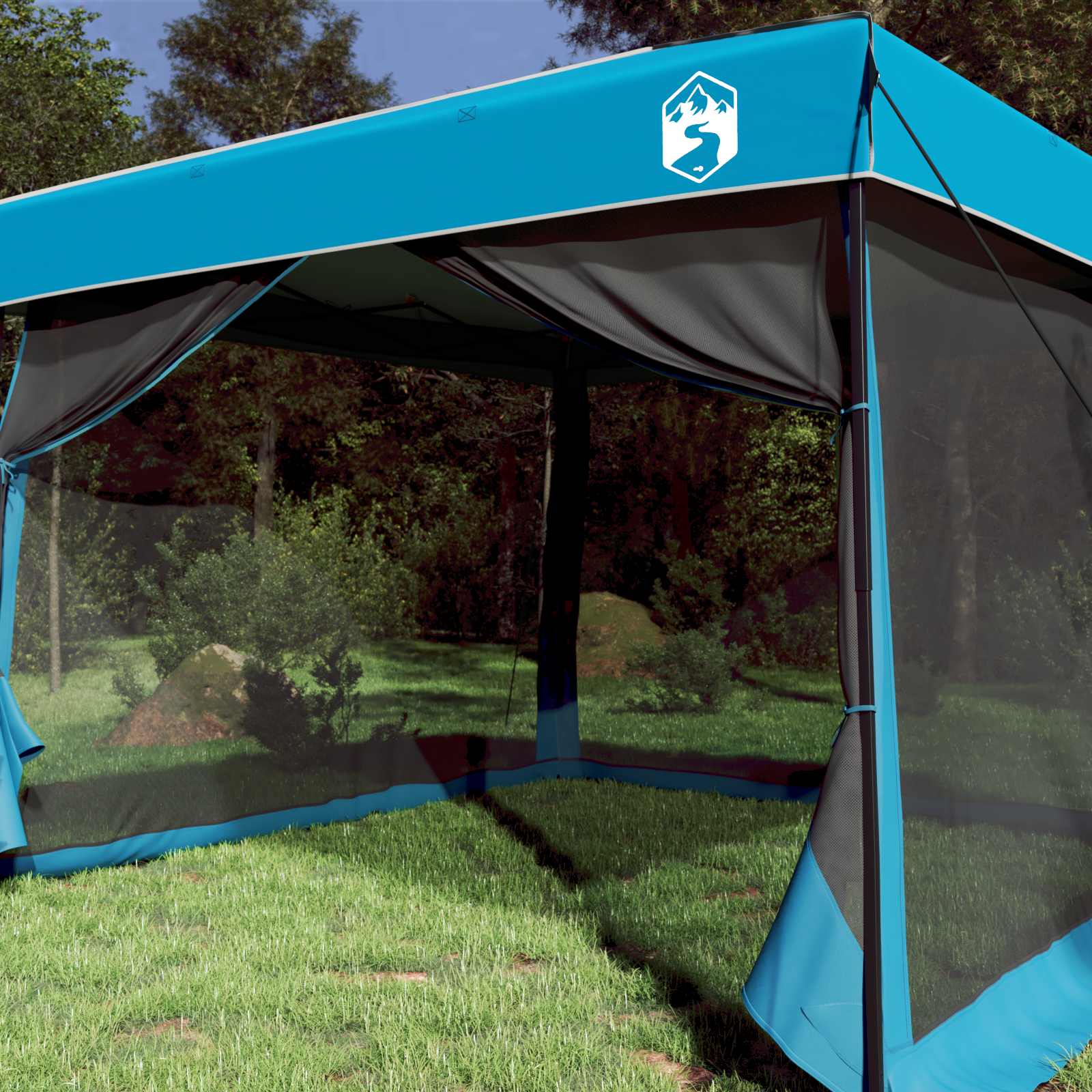 Set di Tende da Campeggio 2 pz 6 persona Blu Taffeta e Tessuto