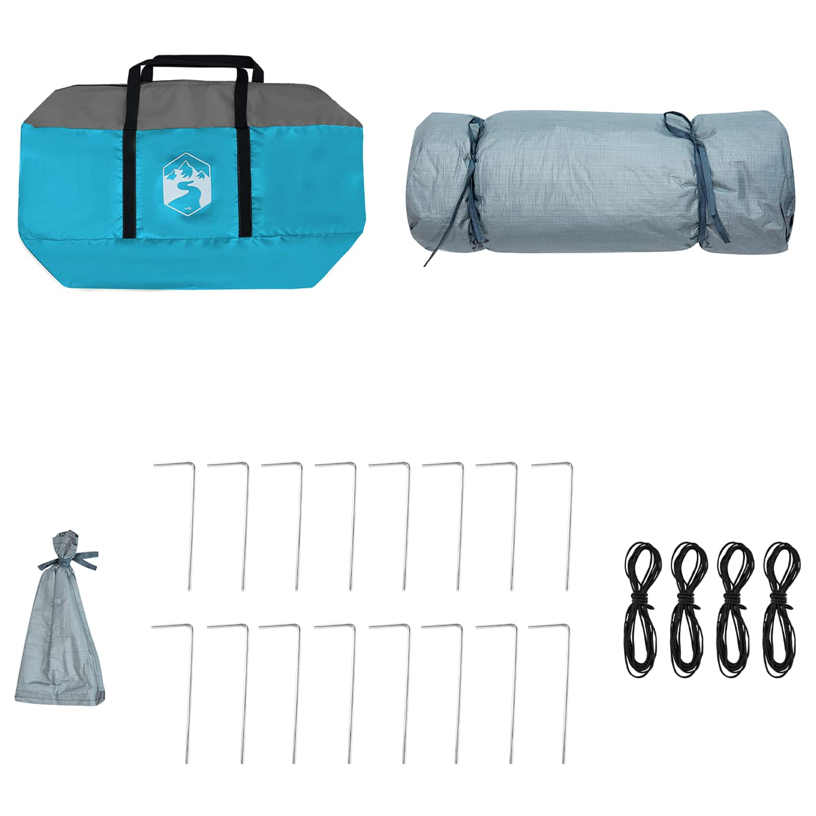 Set di Tende da Campeggio 2 pz 6 persona Blu Taffeta e Tessuto