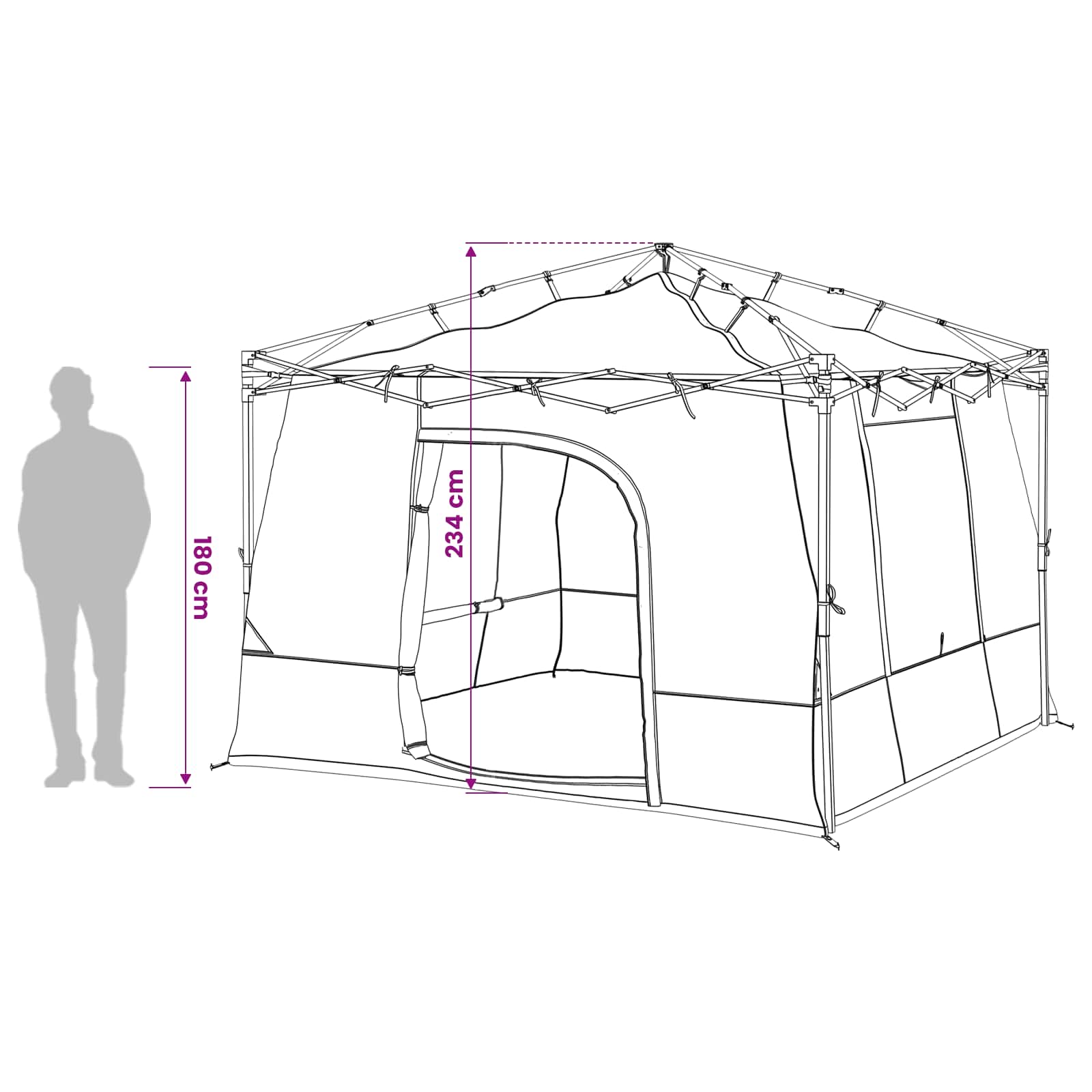 Set di Tende da Campeggio 2 pz 6 persona Blu Taffeta e Tessuto