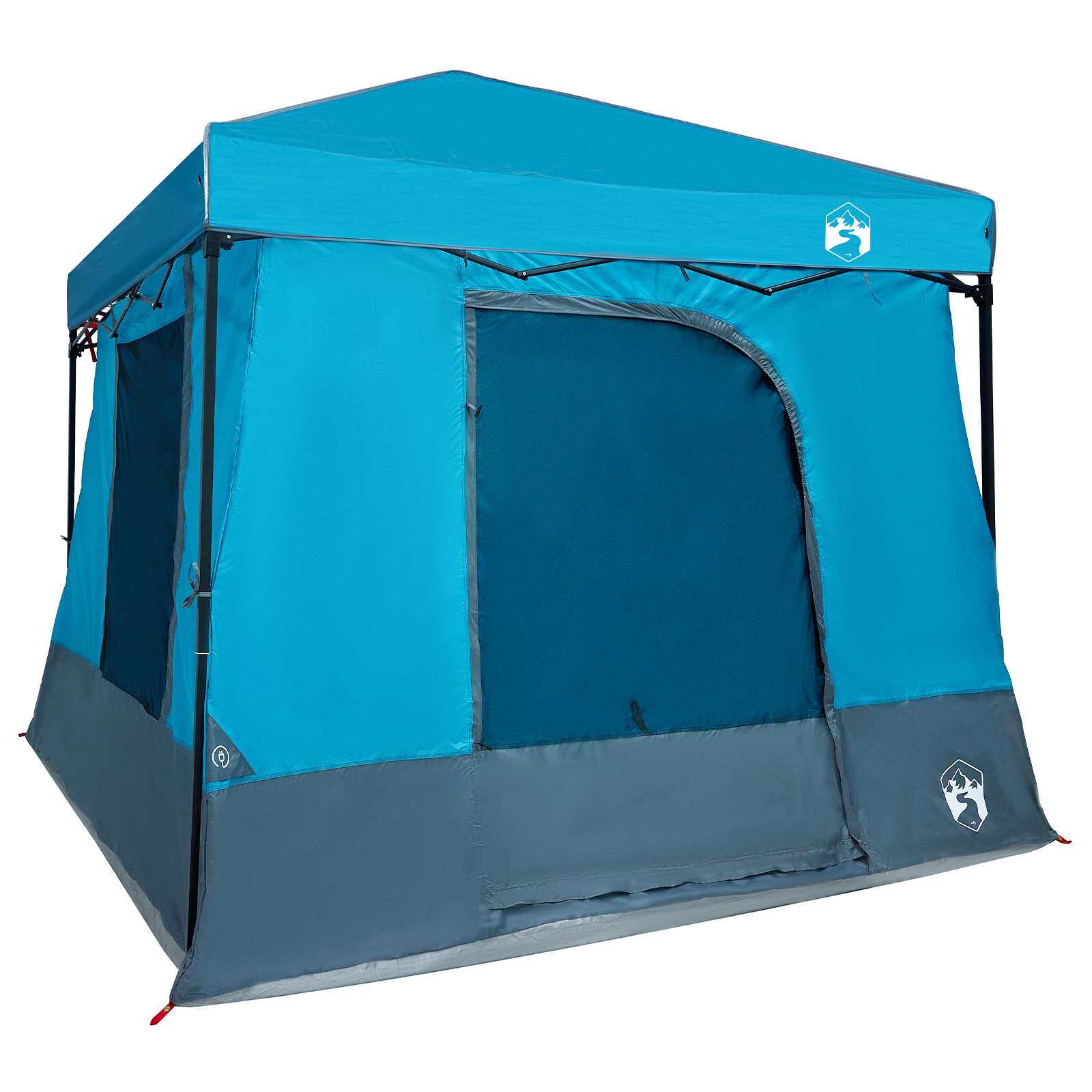 Set di Tende da Campeggio 2 pz 6 persona Blu Taffeta e Tessuto