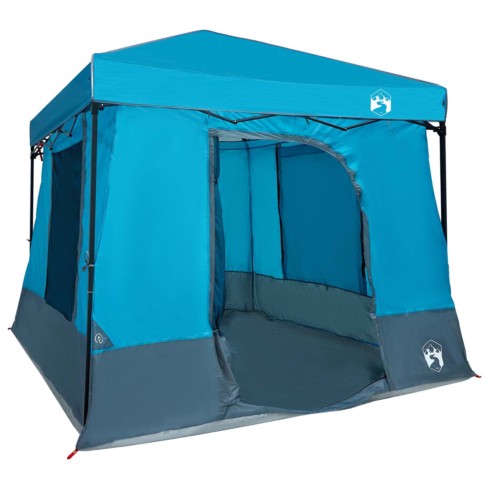 Set di Tende da Campeggio 2 pz 6 persona Blu Taffeta e Tessuto
