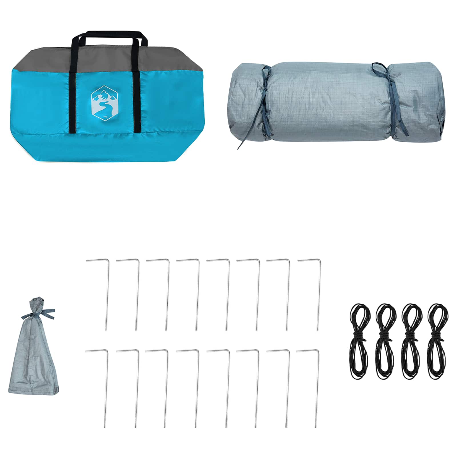 Set di Tende da Campeggio 2 pz 5 persona Blu Taffeta e Tessuto