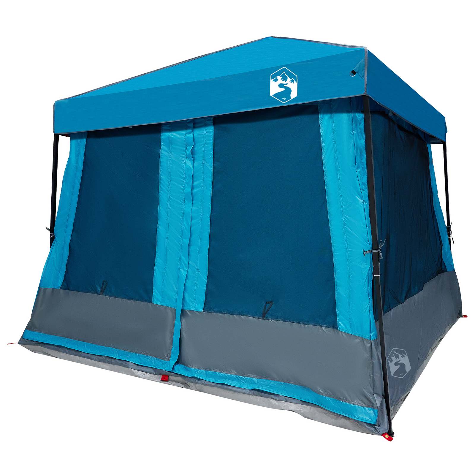 Set di Tende da Campeggio 2 pz 5 persona Blu Taffeta e Tessuto