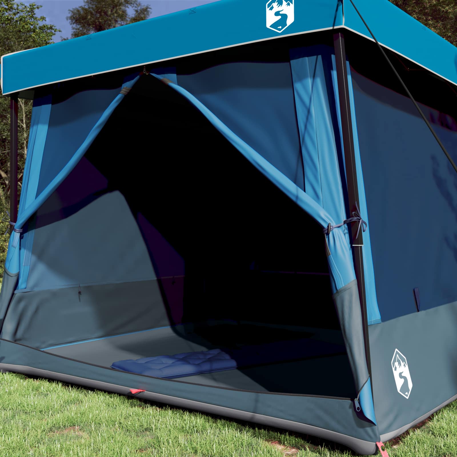 Set di Tende da Campeggio 2 pz 5 persona Blu Taffeta e Tessuto