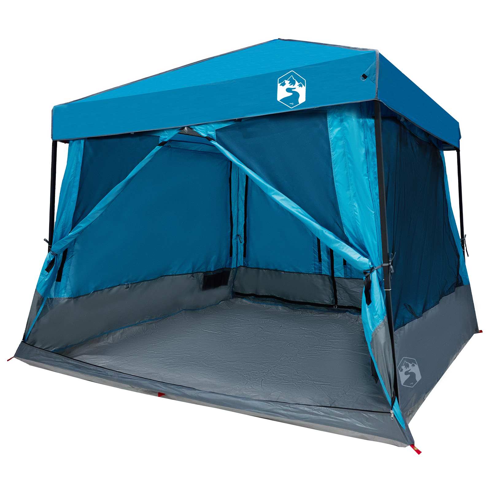 Set di Tende da Campeggio 2 pz 5 persona Blu Taffeta e Tessuto