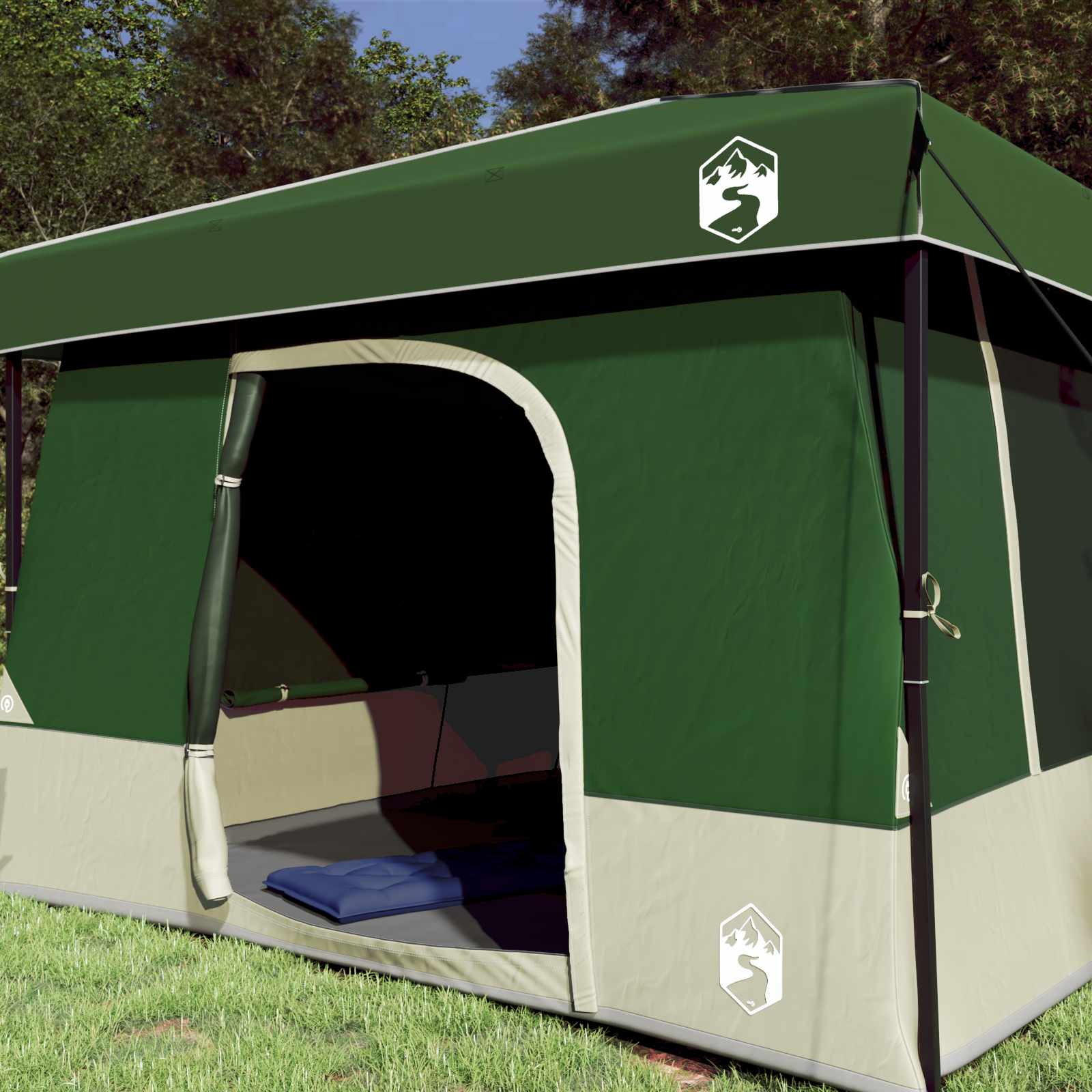 Set di Tende da Campeggio 2 pz 6 persona Verde