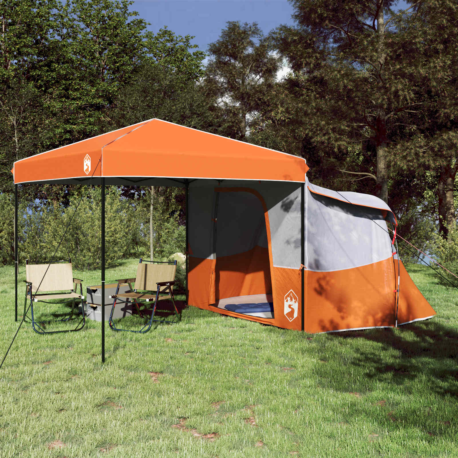 Set di Tende da Campeggio 2 pz 4 persona Arancione