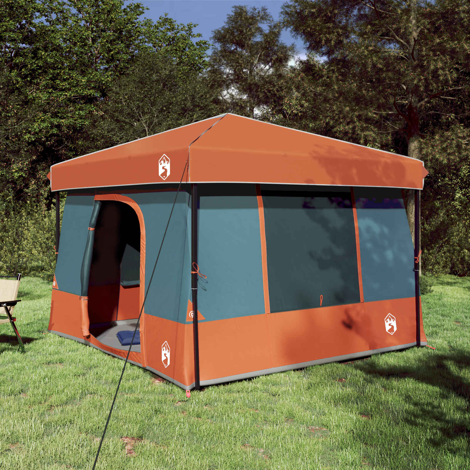 Set di Tende da Campeggio 2 pz 6 persona Grigio e arancione