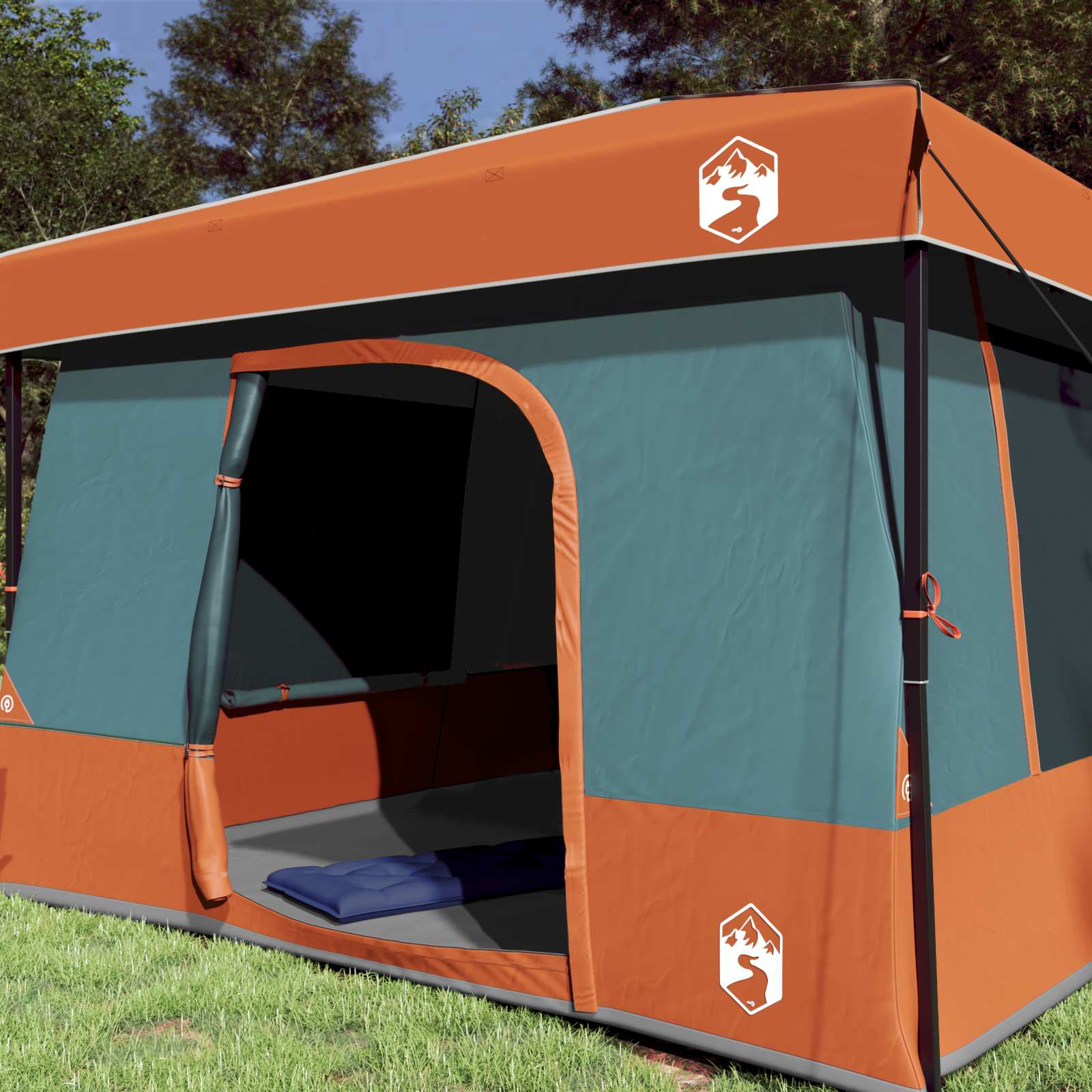 Set di Tende da Campeggio 2 pz 6 persona Grigio e arancione