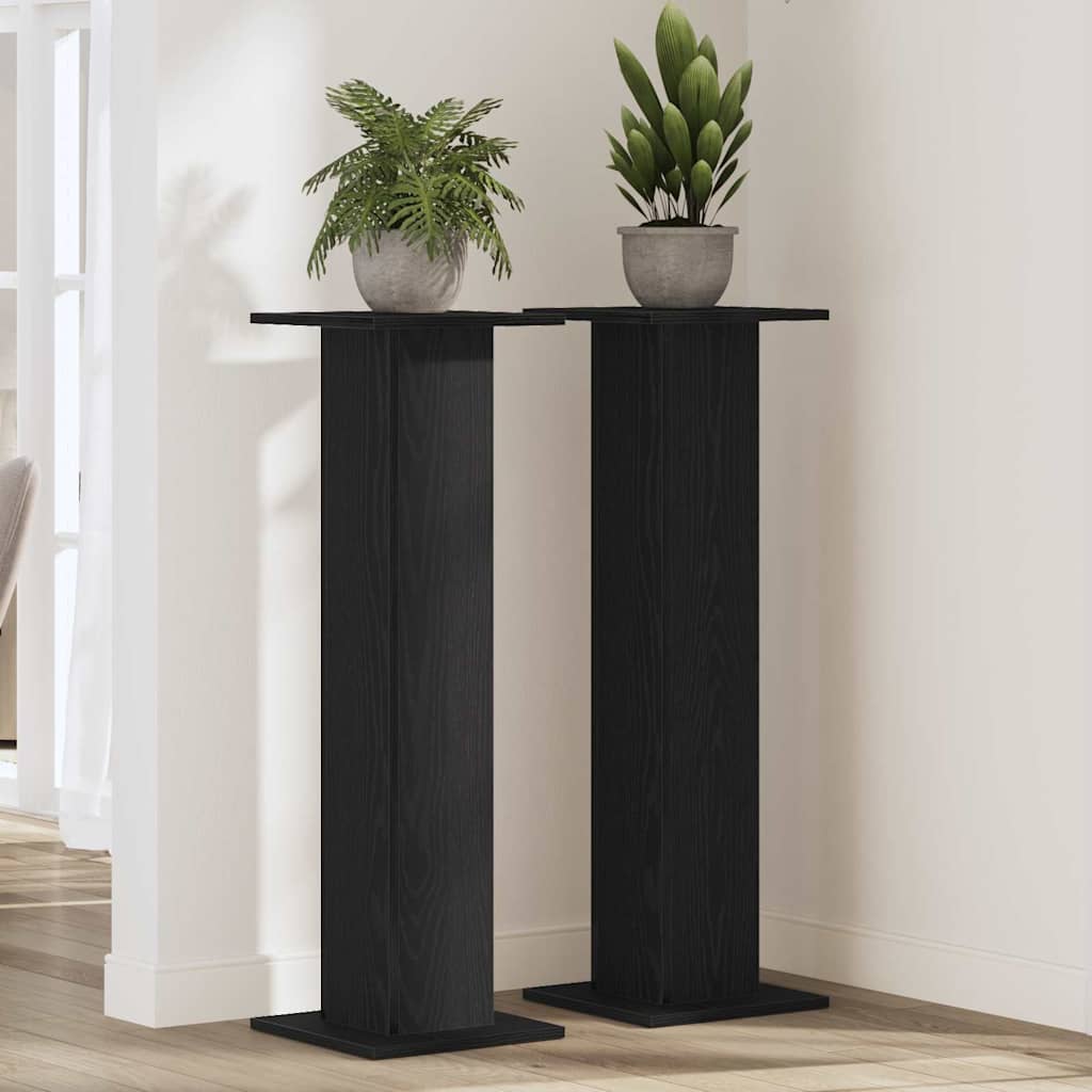 Supporto per piante 2 pz Rovere Nero 30 x 30 x 95 cm