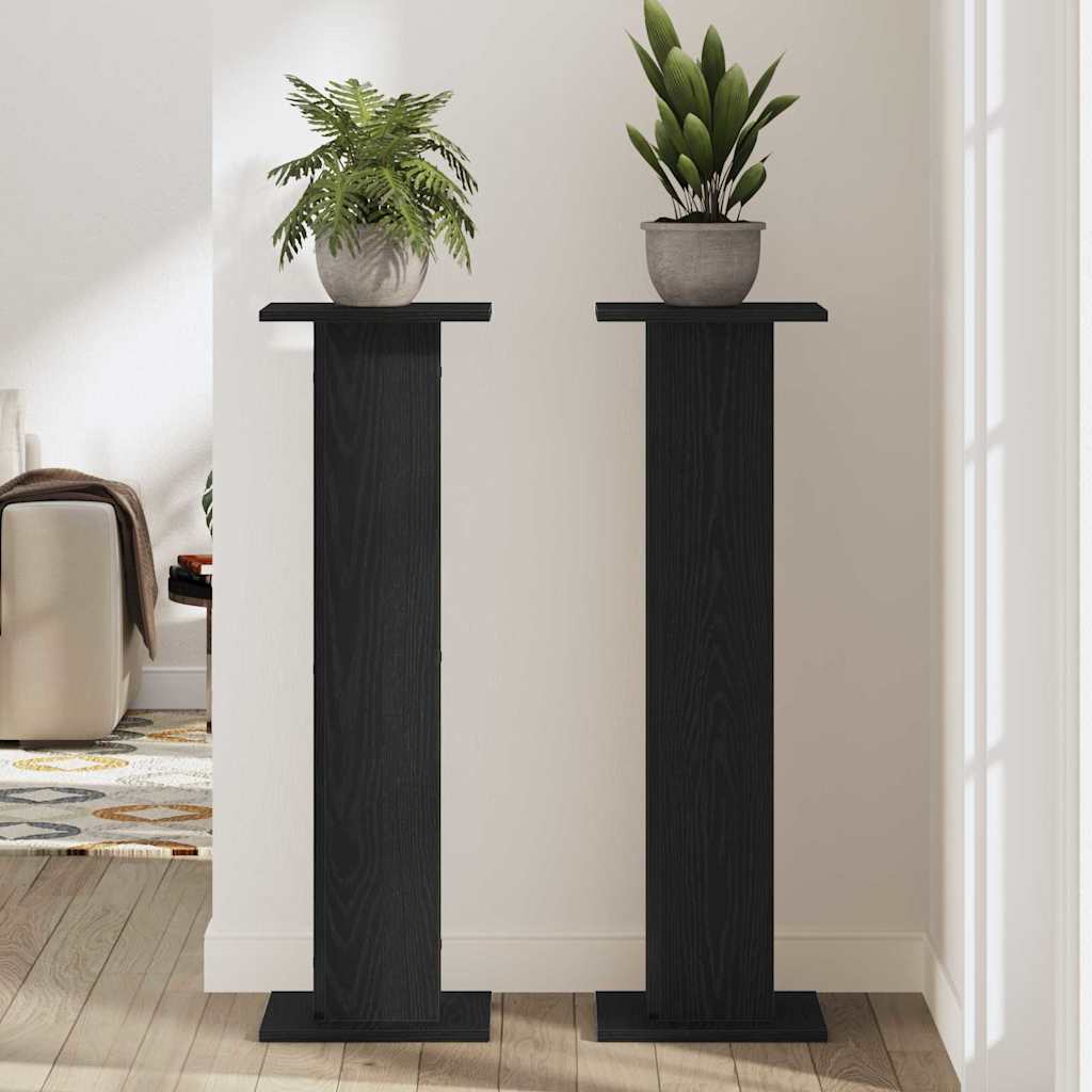 Supporto per piante 2 pz Rovere Nero 30 x 30 x 95 cm