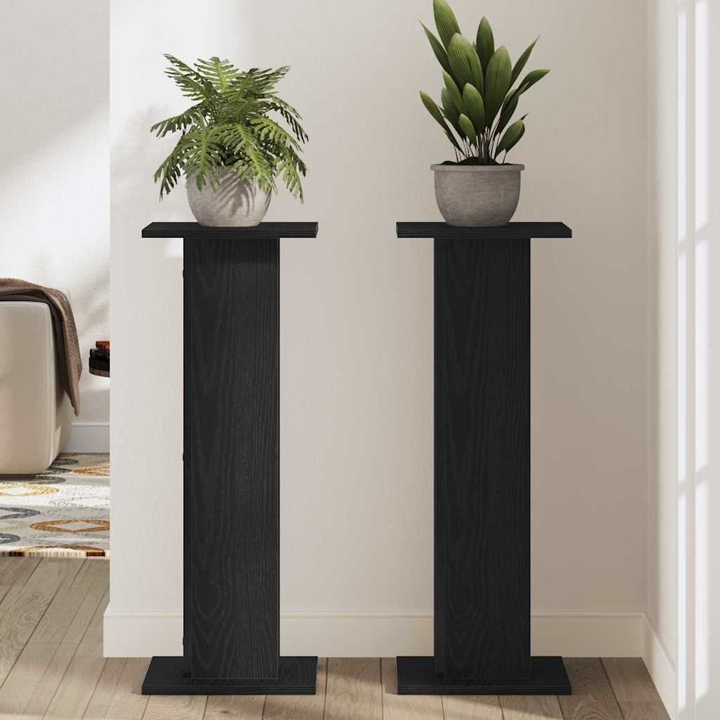 Supporto per piante 2 pz Rovere Nero 30 x 30 x 80 cm
