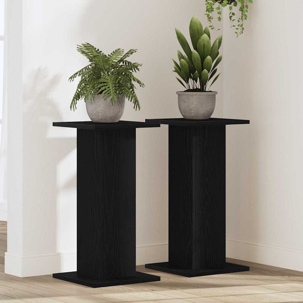 Supporto per piante 2 pz Rovere Nero 30 x 30 x 60 cm