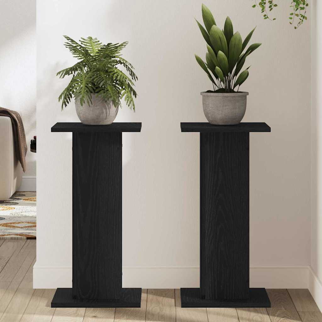 Supporto per piante 2 pz Rovere Nero 30 x 30 x 60 cm