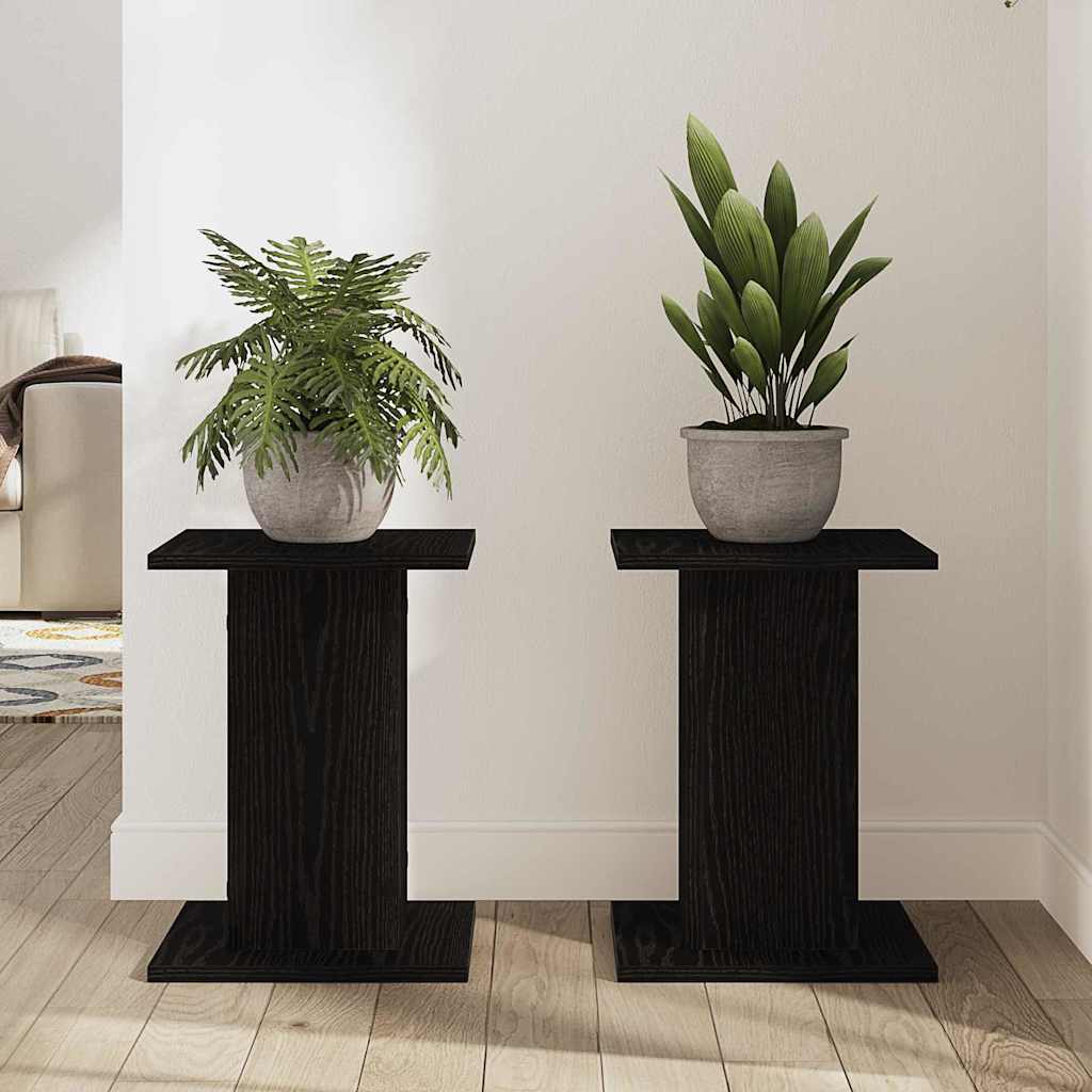 Supporto per piante 2 pz Rovere Nero 30 x 30 x 40 cm