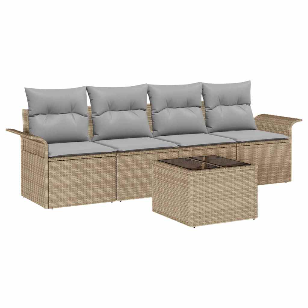 Set di divani 5 pz Beige polyrattan