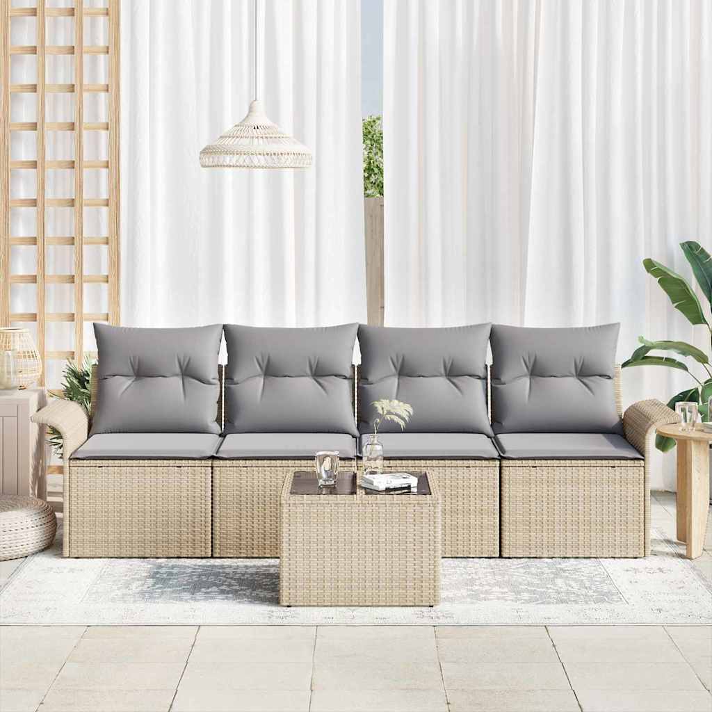 Set di divani 5 pz Beige polyrattan