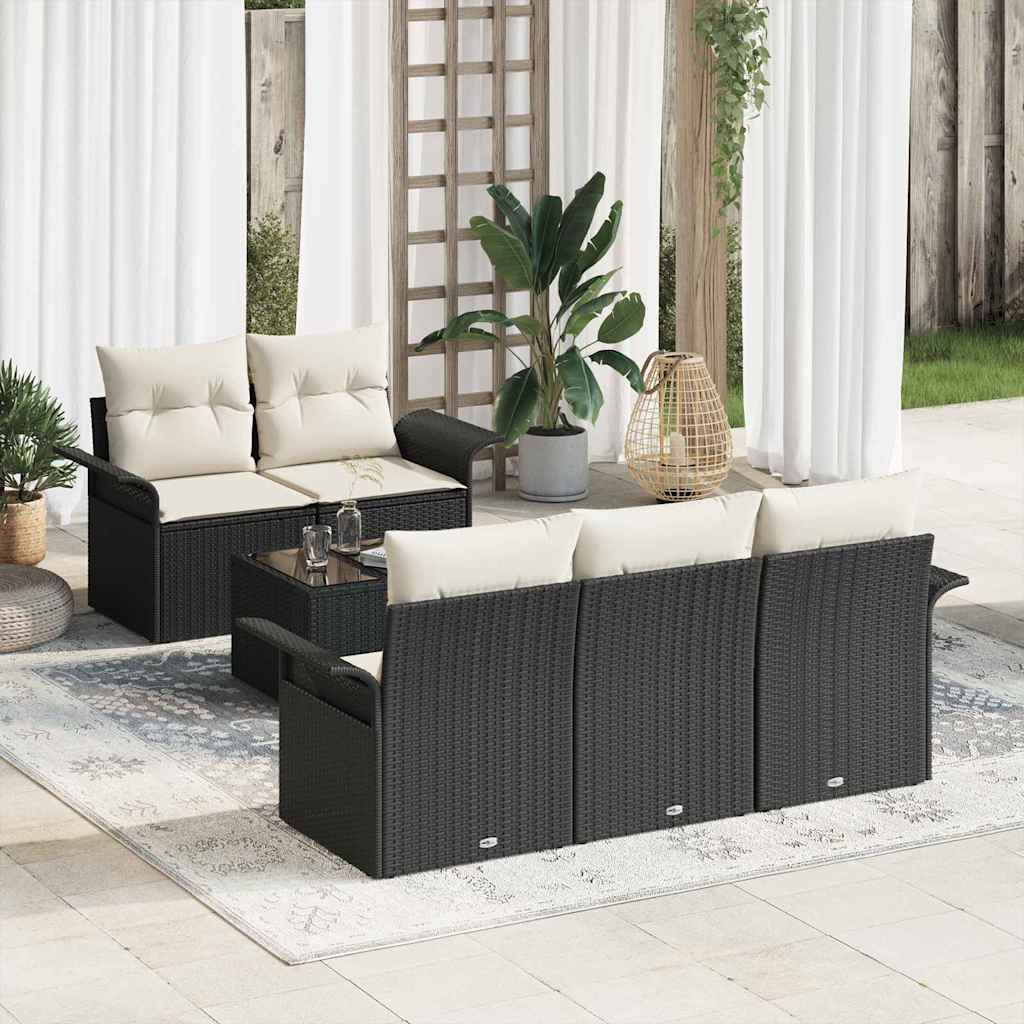 Set di divani 6 pz Nero polyrattan