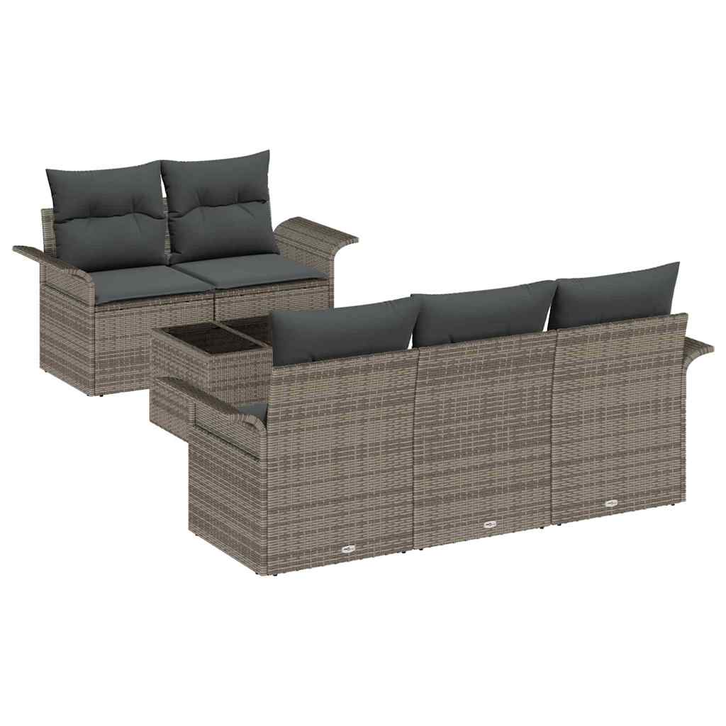 Set di divani 6 pz Grigio polyrattan