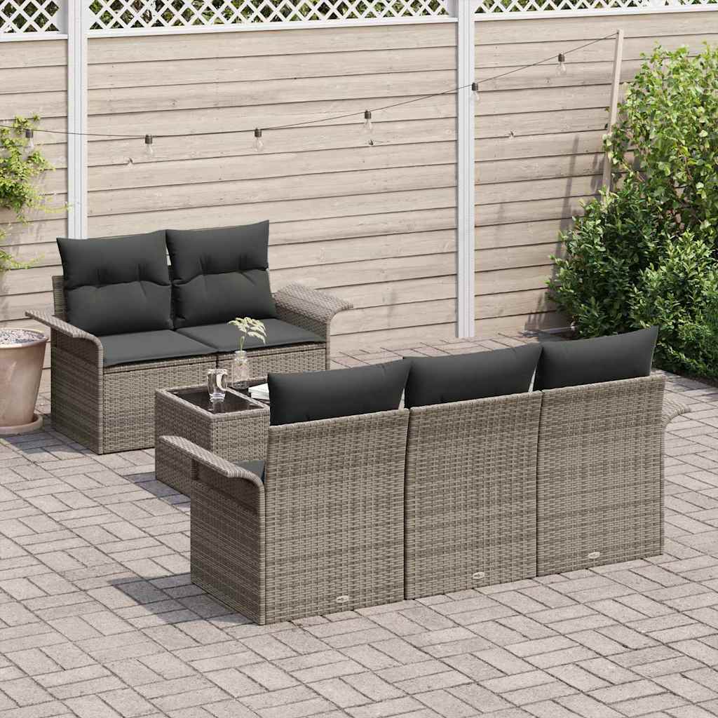 Set di divani 6 pz Grigio polyrattan