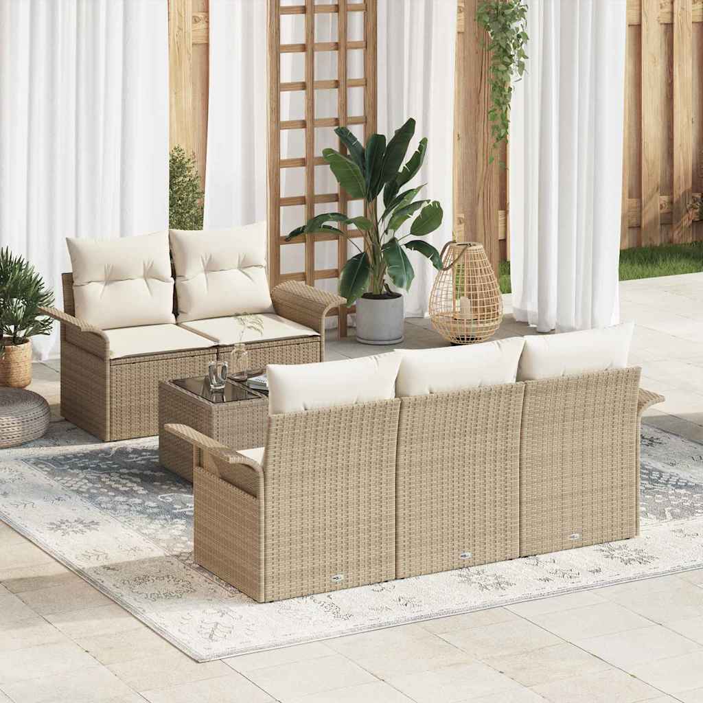 Set di divani 6 pz Beige polyrattan