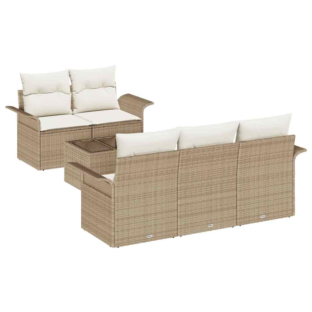 Set di divani 6 pz Beige polyrattan