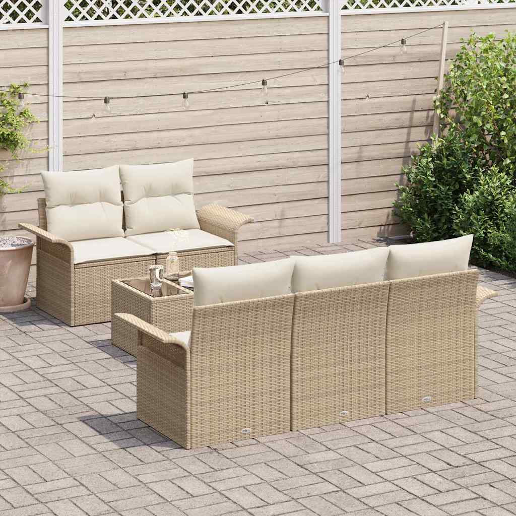 Set di divani 6 pz Beige polyrattan