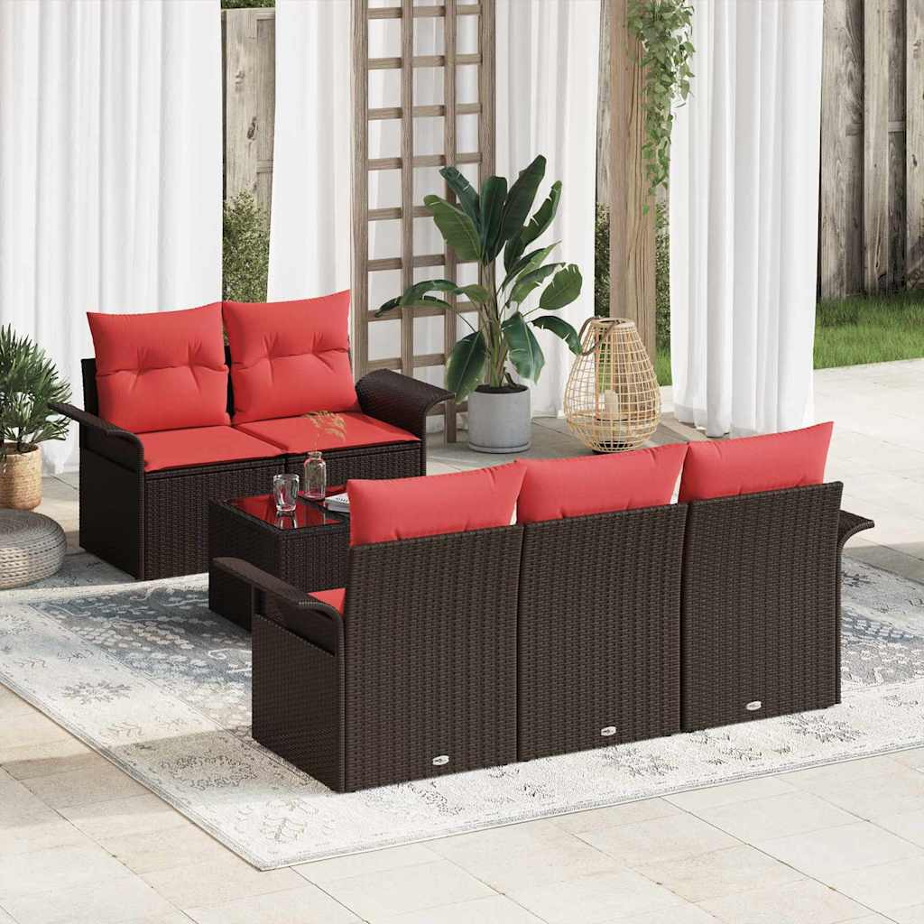 Set Divano da Giardino 6 pz Marrone polyrattan