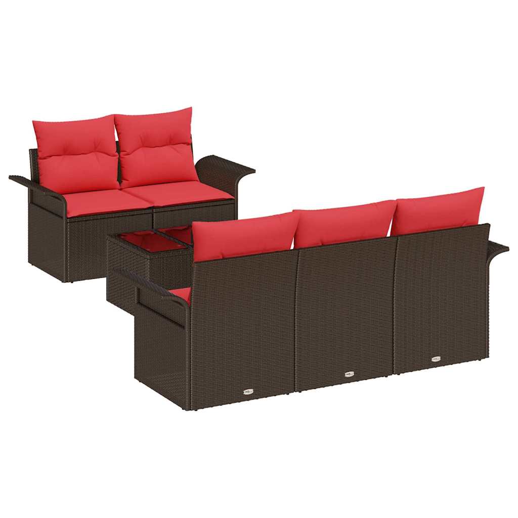 Set Divano da Giardino 6 pz Marrone polyrattan