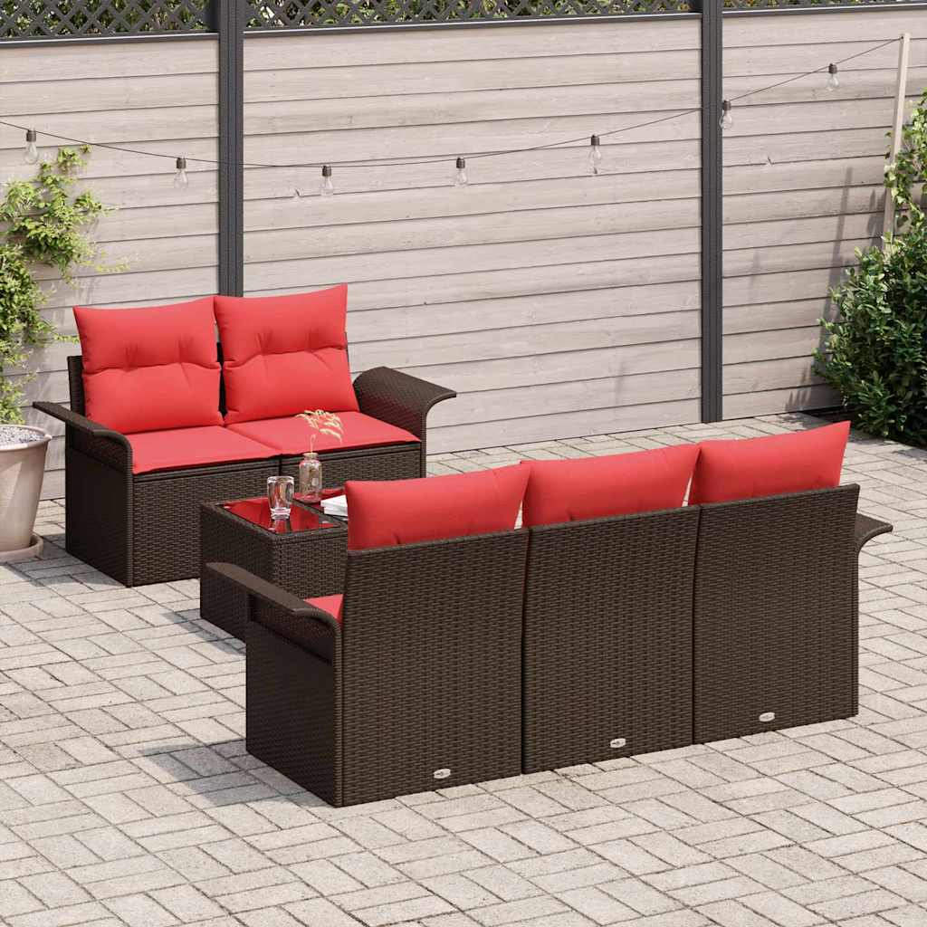 Set Divano da Giardino 6 pz Marrone polyrattan