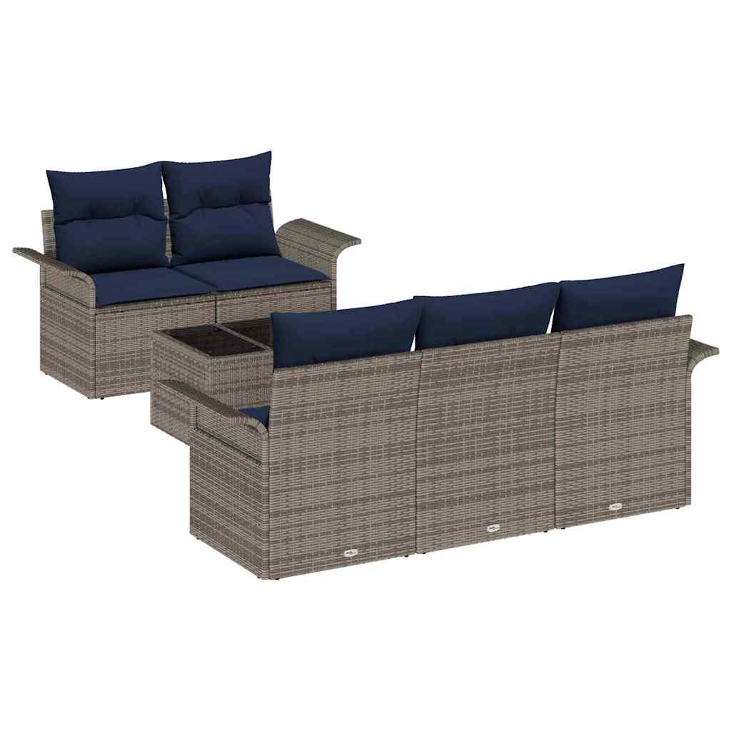 Set Divano da Giardino 6 pz Grigio polyrattan