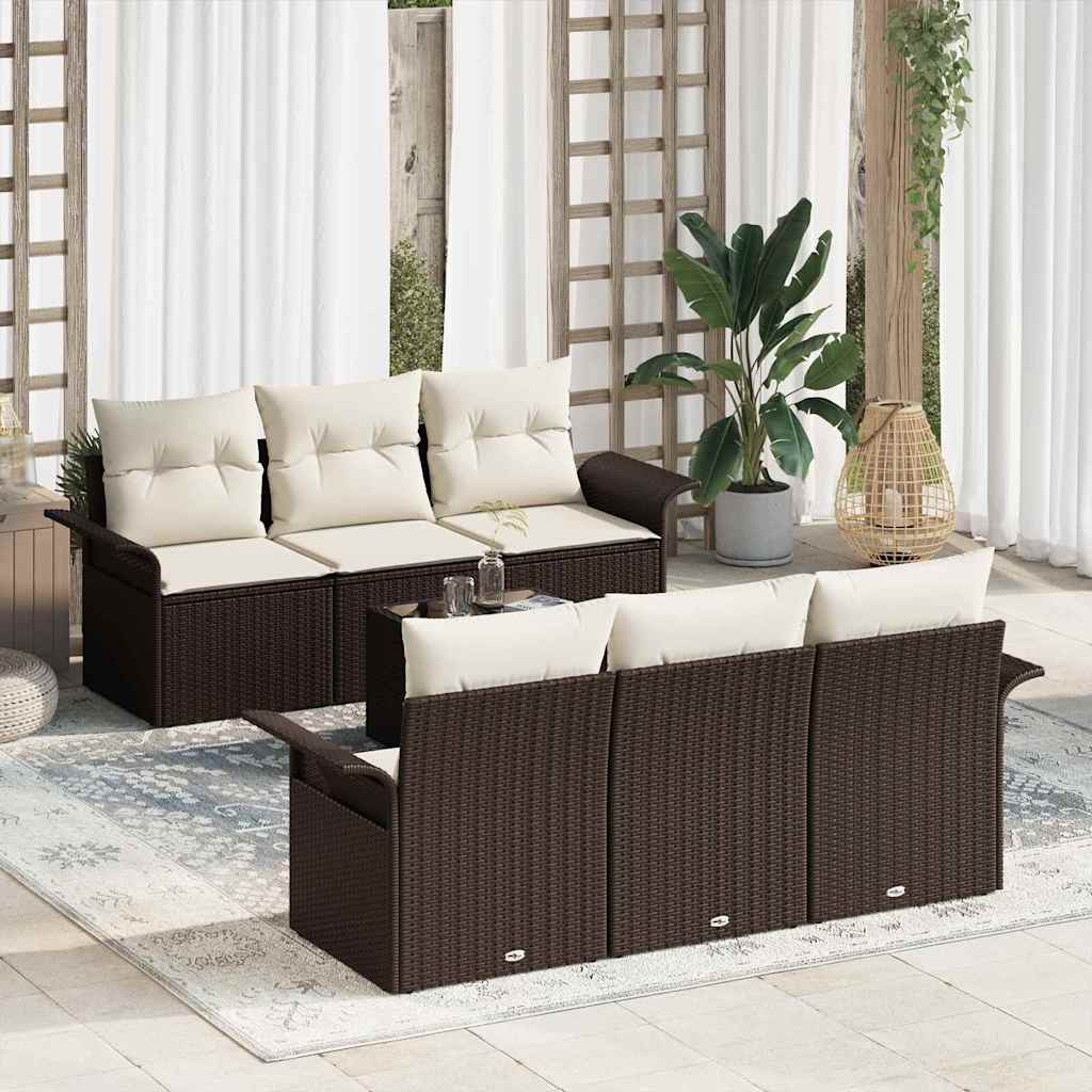 Set Divano da Giardino 7 pz Marrone polyrattan