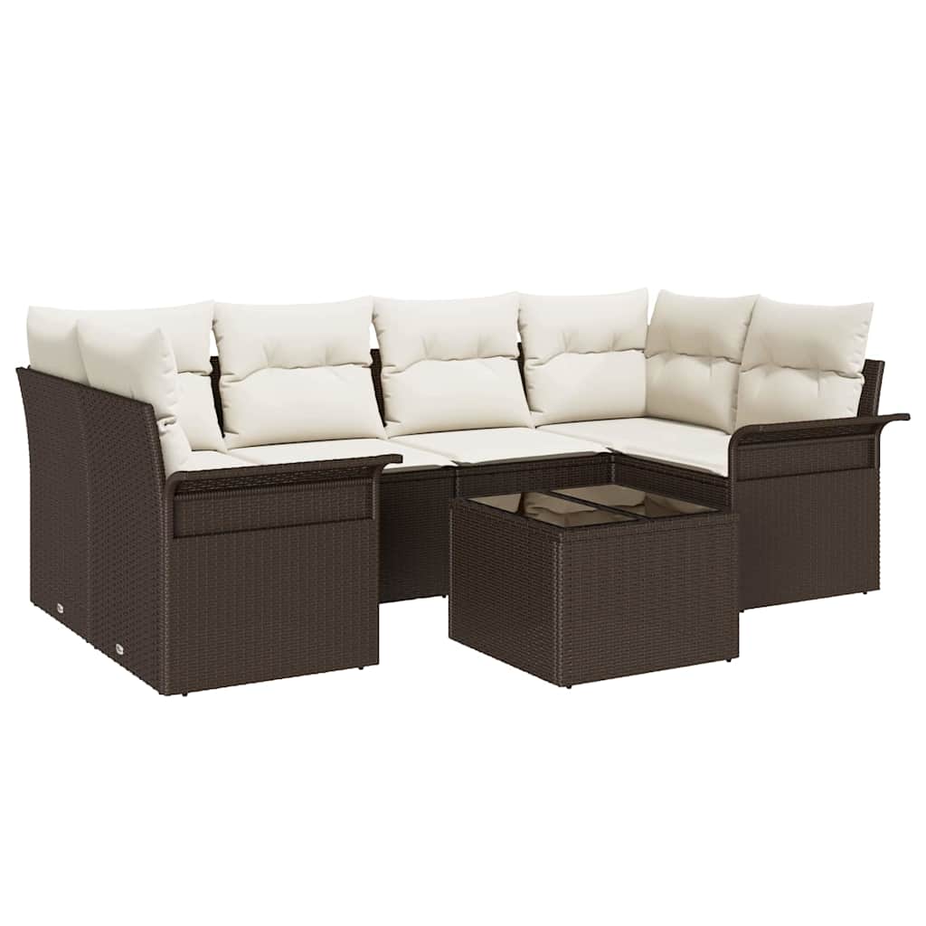 Set Divano da Giardino 7 pz Marrone polyrattan